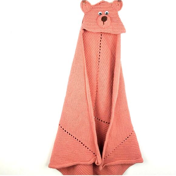 Handmade Vintage Knitted Teddy Bear Wrap Towel Coverup - Picture 2 of 6